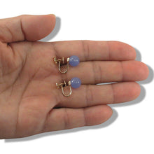 Load image into Gallery viewer, 14K Yellow Gold Non-Pierced French Screw Back Lavender Jade Earrings