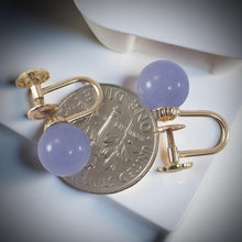 Load image into Gallery viewer, 14K Yellow Gold Non-Pierced French Screw Back Lavender Jade Earrings
