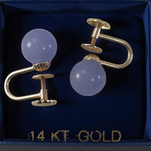 Load image into Gallery viewer, 14K Yellow Gold Non-Pierced French Screw Back Lavender Jade Earrings