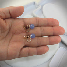 Load image into Gallery viewer, 14K Yellow Gold Non-Pierced French Screw Back Lavender Jade Earrings