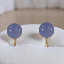 Load image into Gallery viewer, 14K Yellow Gold Non-Pierced French Screw Back Lavender Jade Earrings