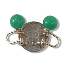 Load image into Gallery viewer, 14K Yellow Gold Non-Pierced French Screw Back Green Jade Earrings