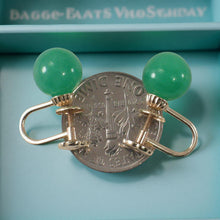 Load image into Gallery viewer, 14K Yellow Gold Non-Pierced French Screw Back Green Jade Earrings