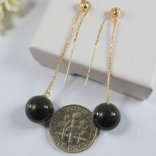 Load image into Gallery viewer, 14K Yellow Gold Threader Chain Black Onyx Bead Dangle Earrings