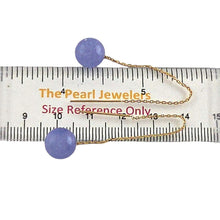 Load image into Gallery viewer, 14K Yellow Gold Threader Chain Lavender Jade Bead Dangle Earrings
