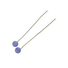 Load image into Gallery viewer, 14K Yellow Gold Threader Chain Lavender Jade Bead Dangle Earrings