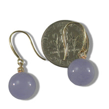 Load image into Gallery viewer, 14K Yellow Gold Sparkling Diamond Lavender Jade Hook Earrings