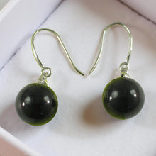 Load image into Gallery viewer, 14K White Gold Sparkling Diamond Black Onyx Hook Earrings