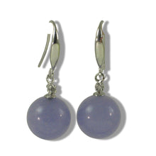 Load image into Gallery viewer, 14K White Gold Sparkling Diamond Lavender Jade Hook Earrings