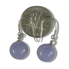 Load image into Gallery viewer, 14K White Gold Sparkling Diamond Lavender Jade Hook Earrings
