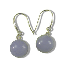 Load image into Gallery viewer, 14K White Gold Sparkling Diamond Lavender Jade Hook Earrings