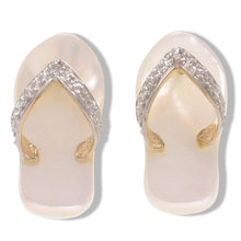 Load image into Gallery viewer, 14K Yellow Gold Diamond &amp; Flip-Flop Mother of Pearl Earrings