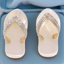 Load image into Gallery viewer, 14K Yellow Gold Diamond &amp; Flip-Flop Mother of Pearl Earrings