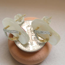 Load image into Gallery viewer, 14K Yellow Gold Diamond &amp; Flip-Flop Mother of Pearl Earrings