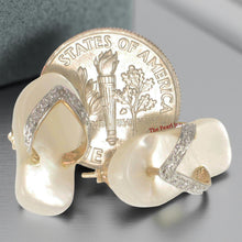 Load image into Gallery viewer, 14K Yellow Gold Diamond &amp; Flip-Flop Mother of Pearl Earrings