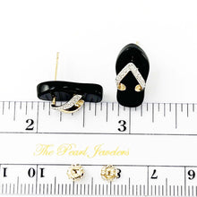 Load image into Gallery viewer, 14K Yellow Gold Diamond &amp; Flip-Flop Slipper Black Onyx Stud Earrings