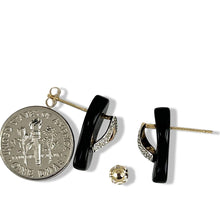 Load image into Gallery viewer, 14K Yellow Gold Diamond &amp; Flip-Flop Slipper Black Onyx Stud Earrings