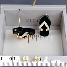 Load image into Gallery viewer, 14K Yellow Gold Diamond &amp; Flip-Flop Slipper Black Onyx Stud Earrings