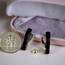 Load image into Gallery viewer, 14K Yellow Gold Diamond &amp; Flip-Flop Slipper Black Onyx Stud Earrings