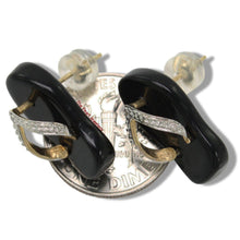 Load image into Gallery viewer, 14K Yellow Gold Diamond &amp; Flip-Flop Slipper Black Onyx Stud Earrings