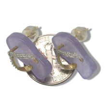 Load image into Gallery viewer, 14K Yellow Gold Diamond Flip-Flop Slipper Lavender Jade Stud Earrings