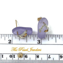 Load image into Gallery viewer, 14K Yellow Gold Diamond Flip-Flop Slipper Lavender Jade Stud Earrings