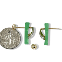 Load image into Gallery viewer, 14K Yellow Gold Diamond Flip-Flop Slipper Green Jade Stud Earrings