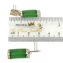 Load image into Gallery viewer, 14K Yellow Gold "Good Fortune" Dangle Green Jade Oriental Earrings