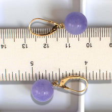 Load image into Gallery viewer, 14K Yellow Gold Leverback Lavender Jade Drop Earrings
