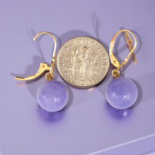 Load image into Gallery viewer, 14K Yellow Gold Leverback Lavender Jade Drop Earrings