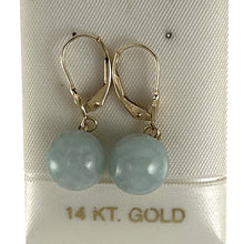 Load image into Gallery viewer, 1101033-14K-Yellow-Gold-Leverback-10mm-Round-Jade-Drop-Earrings