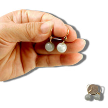 Load image into Gallery viewer, 14K Yellow Gold Leverback Bean Green Jade Drop Earrings