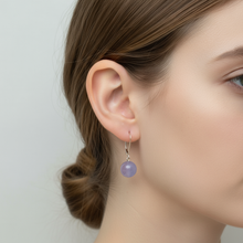 Load image into Gallery viewer, 14K Rose Gold Leverback Lavender Jade Drop Earrings