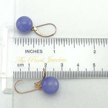 Load image into Gallery viewer, 14K Rose Gold Leverback Lavender Jade Drop Earrings