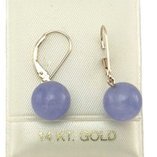 Load image into Gallery viewer, 14K Rose Gold Leverback Lavender Jade Drop Earrings