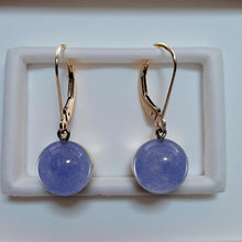Load image into Gallery viewer, 14K Rose Gold Leverback Lavender Jade Drop Earrings