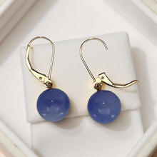 Load image into Gallery viewer, 14K Rose Gold Leverback Lavender Jade Drop Earrings