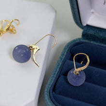 Load image into Gallery viewer, 14K Rose Gold Leverback Lavender Jade Drop Earrings