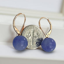 Load image into Gallery viewer, 14K Rose Gold Leverback Lavender Jade Drop Earrings