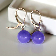 Load image into Gallery viewer, 14K White Gold Leverback Lavender Jade Drop Earrings