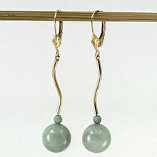 Load image into Gallery viewer, 1101043-14K-Yellow-Gold-Jadeite-Dangling-Lever-Back-Earrings