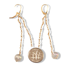 Load image into Gallery viewer, 14K Yellow Gold Crystal Dangling Leverback Earrings