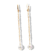 Load image into Gallery viewer, 14K Yellow Gold Crystal Dangling Leverback Earrings