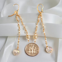 Load image into Gallery viewer, 14K Yellow Gold Crystal Dangling Leverback Earrings