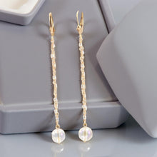 Load image into Gallery viewer, 14K Yellow Gold Crystal Dangling Leverback Earrings
