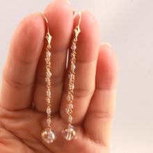 Load image into Gallery viewer, 1101050-14K-Yellow-Gold-Crystal-Dangling-Leverback-Earrings