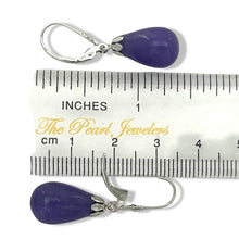Load image into Gallery viewer, 14K White Gold Leverback Purple Jade Dangle Earrings