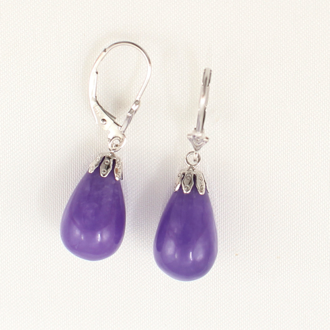 1101127-14k-White-Gold-Leverback-Purple-Jade-Dangle-Earrings