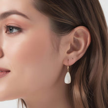Load image into Gallery viewer, 14K Yellow Gold Leverback Dangle Raindrop Mother of Pearl Earrings