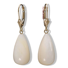 Load image into Gallery viewer, 14K Yellow Gold Leverback Dangle Raindrop Mother of Pearl Earrings